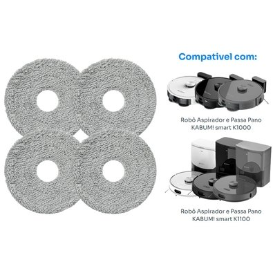 Kit reposição para Robô Aspirador KABUM! smart K1000/K1100 - 4 esfregão MOP - KSHPR425 Kit reposição para Robô Aspirador KABUM! smart K1000/K1100 - 4 esfregão MOP - KSHPR425