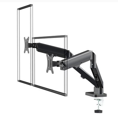 Suporte de Mesa Articulado Storm Tech para 2 Monitores ou TVs de 17" a 32", Pistão a Gás, Ajuste de Altura, Duplo, Preto - SPMT0002 Suporte de Mesa Articulado Storm Tech para 2 Monitores ou TVs de 17" a 32", Pistão a Gás, Ajuste de Altura, Duplo, Preto - SPMT0002