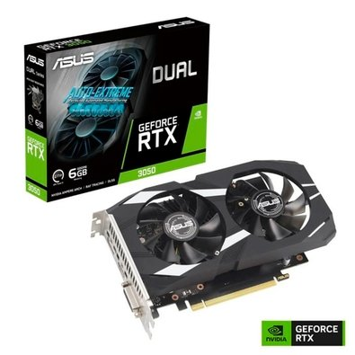 Placa de Vídeo ASUS RTX 3050 Dual NVIDIA Geforce, 6GB, GDDR6, 96Bits - 90YV0K61-M0NA00 Placa de Vídeo ASUS RTX 3050 Dual NVIDIA Geforce, 6GB, GDDR6, 96Bits - 90YV0K61-M0NA00