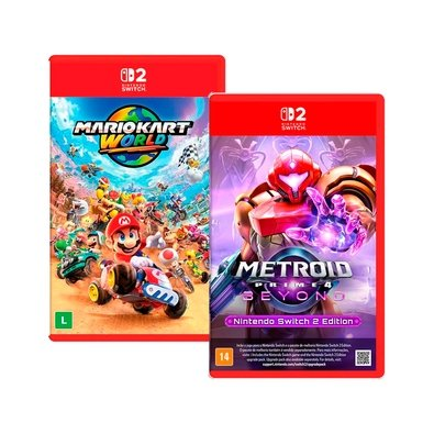 Kit Jogo Mario Kart World + Metroid Prime 4: Beyond Nintendo Switch 2