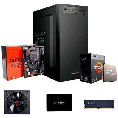 Kit PC Office I Husky, Processador Ryzen 3 3200G + Placa-Mãe Nexus A520 + 8GB RAM + SSD Husky 512GB SATA III