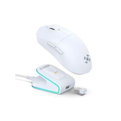 Mouse Gamer Sem Fio Fortrek Loyal, RGB, Sensor PAW3311, 12000 DPI, Com Dock de Carregamento Magnético, Branco - 86964 Mouse Gamer Sem Fio Fortrek Loyal, RGB, Sensor PAW3311, 12000 DPI, Com Dock de Carregamento Magnético, Branco - 86964
