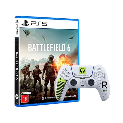 Kit Controle Dual Sense Edição Limitada Marathon, Branco + Battlefield 6 PS5 Kit Controle Dual Sense Edição Limitada Marathon, Branco + Battlefield 6 PS5