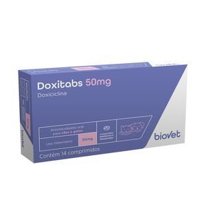 Antimicrobiano Doxitabs 50mg Biovet - 14 comprimidos Antimicrobiano Doxitabs 50mg Biovet - 14 comprimidos