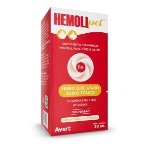 Suplemento Hemolipet Suspensão para Cães e Gatos Avert - 30 ml Suplemento Hemolipet Suspensão para Cães e Gatos Avert - 30 ml
