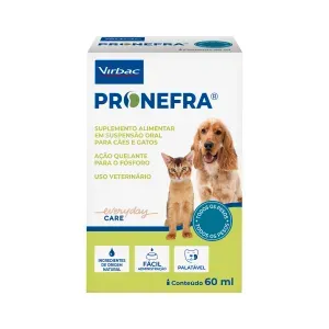 Suplemento Alimentar Pronefra para Cães e Gatos Virbac - 60ml Suplemento Alimentar Pronefra para Cães e Gatos Virbac - 60ml