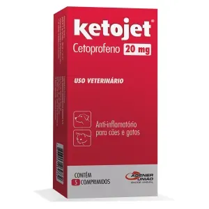 Anti-inflamatório para Cães e Gatos Ketojet 20 mg - 5 comprimidos Anti-inflamatório para Cães e Gatos Ketojet 20 mg - 5 comprimidos