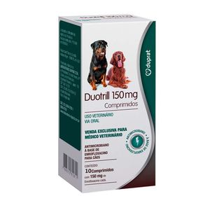 Duotrill 150mg Antimicrobiano para Cães - 10 comprimidos Duotrill 150mg Antimicrobiano para Cães - 10 comprimidos