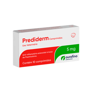 Prediderm 5 mg Anti-inflamatório para Cães - 10 comprimidos Prediderm 5 mg Anti-inflamatório para Cães - 10 comprimidos