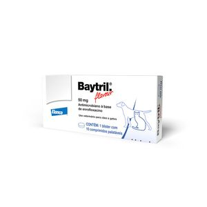 Baytril Flavour 50mg Antimicrobiano - 10 comprimidos Baytril Flavour 50mg Antimicrobiano - 10 comprimidos