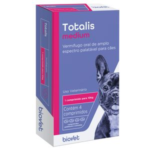 Vermífugo Totalis Medium para Cães - 4 comprimidos