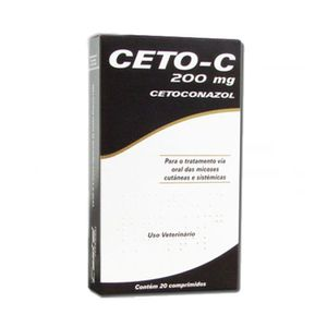 Ceto-C 200mg Antifúngico Cães e Gatos - 20 comprimidos Ceto-C 200mg Antifúngico Cães e Gatos - 20 comprimidos