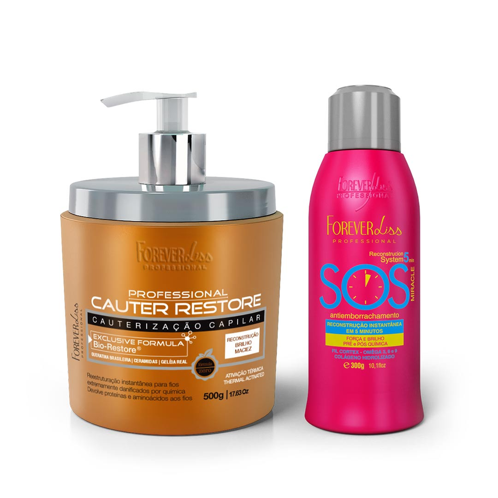 Kit Cauter Restore + SOS Antiemborrachamento 300ml Kit Cauter Restore + SOS Antiemborrachamento 300ml