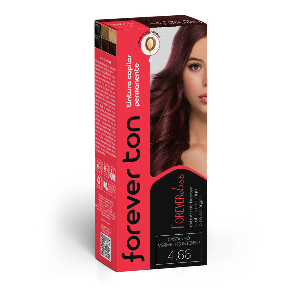 Tinta de Cabelo Borgonha Castanho Vermelho Intenso 4.66 Forever Ton Tinta de Cabelo Borgonha Castanho Vermelho Intenso 4.66 Forever Ton