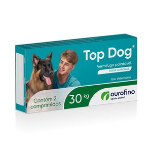 Vermífugo Top Dog para Cães 30kg - 2 comprimidos Vermífugo Top Dog para Cães 30kg - 2 comprimidos