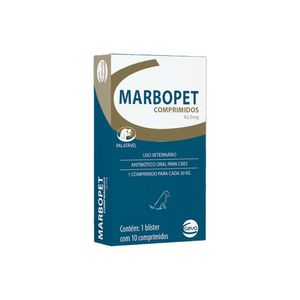Antibiótico Marbopet 82,5mg Ceva - 10 comprimidos Antibiótico Marbopet 82,5mg Ceva - 10 comprimidos