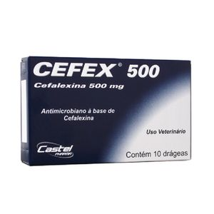 Cefex 500mg Antimicrobiano para Cães - 10 drágeas Cefex 500mg Antimicrobiano para Cães - 10 drágeas