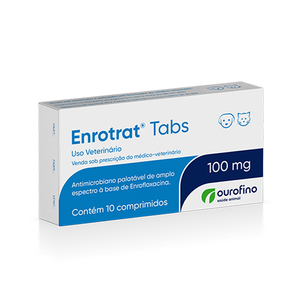 Enrotrat Tabs 100 mg Antimicrobiano Cães e Gatos - 10 comprimidos Enrotrat Tabs 100 mg Antimicrobiano Cães e Gatos - 10 comprimidos