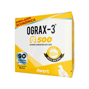 Ograx-3 500mg para Cães e Gatos Avert Ograx-3 500mg para Cães e Gatos Avert