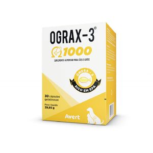 Ograx-3 1000mg para Cães e Gatos Avert - 30 cápsulas Ograx-3 1000mg para Cães e Gatos Avert - 30 cápsulas