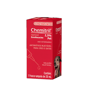 Antibiótico Chemitril Injetável 2,5% Chemitec - 20 ml Antibiótico Chemitril Injetável 2,5% Chemitec - 20 ml