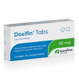Doxifin Tabs 50mg Antimicrobiano para Cães e Gatos - 14 comprimidos Doxifin Tabs 50mg Antimicrobiano para Cães e Gatos - 14 comprimidos