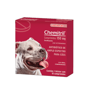 Antibiótico Chemitril 150mg para Cães Chemitec - 10 comprimidos Antibiótico Chemitril 150mg para Cães Chemitec - 10 comprimidos