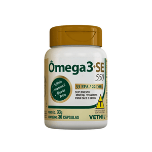 Ômega 3+SE 550 Suplemento Cães e Gatos - 30 cápsulas Ômega 3+SE 550 Suplemento Cães e Gatos - 30 cápsulas