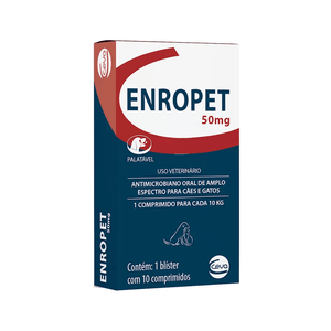 Antibiótico Enropet 50mg para Cães e Gatos Ceva - 50 mg