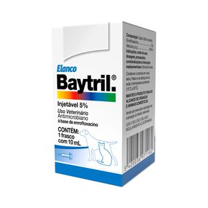 Baytril 5% Injetável Cães e Gatos - 10ml Baytril 5% Injetável Cães e Gatos - 10ml