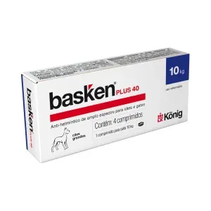 Vermífugo Basken Plus 40 Cães Raças Grandes - 4 comprimidos Vermífugo Basken Plus 40 Cães Raças Grandes - 4 comprimidos