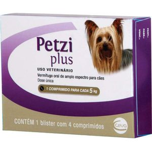 Vermífugo Petzi Plus 350mg Ceva - 4 Comprimidos Vermífugo Petzi Plus 350mg Ceva - 4 Comprimidos