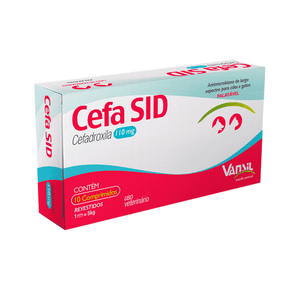 Cefa Sid 110mg Antimicrobiano para Cães e Gatos - 10 comprimidos Cefa Sid 110mg Antimicrobiano para Cães e Gatos - 10 comprimidos