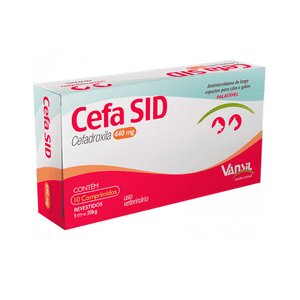 Cefa Sid 440mg Antimicrobiano para Cães e Gatos - 10 comprimidos Cefa Sid 440mg Antimicrobiano para Cães e Gatos - 10 comprimidos