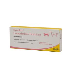 Synulox 50mg Antibiótico para Cães e Gatos - 10 comprimidos Synulox 50mg Antibiótico para Cães e Gatos - 10 comprimidos