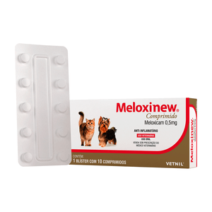 Anti-Inflamatório Meloxinew 0,5mg Vetnil - 10 comprimidos Anti-Inflamatório Meloxinew 0,5mg Vetnil - 10 comprimidos