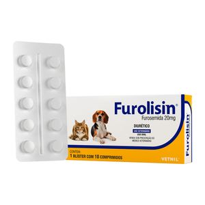 Furolisin 20mg Diurético para Cães e Gatos - 10 comprimidos Furolisin 20mg Diurético para Cães e Gatos - 10 comprimidos
