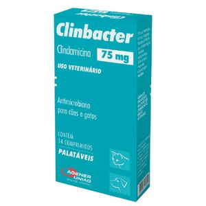 Clinbacter 75mg Antimicrobiano para Cães e Gatos - 14 comprimidos Clinbacter 75mg Antimicrobiano para Cães e Gatos - 14 comprimidos