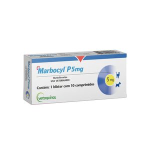 Antibiótico Marbocyl P 5mg para Cães e Gatos - 10 comprimidos Antibiótico Marbocyl P 5mg para Cães e Gatos - 10 comprimidos