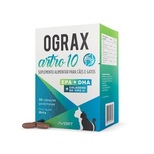 Ograx Artro 10 para Cães e Gatos Avert - 30 cápsulas Ograx Artro 10 para Cães e Gatos Avert - 30 cápsulas