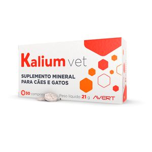 Suplemento Mineral para Cães e Gatos Kalium Vet Avert - 30 comprimidos Suplemento Mineral para Cães e Gatos Kalium Vet Avert - 30 comprimidos
