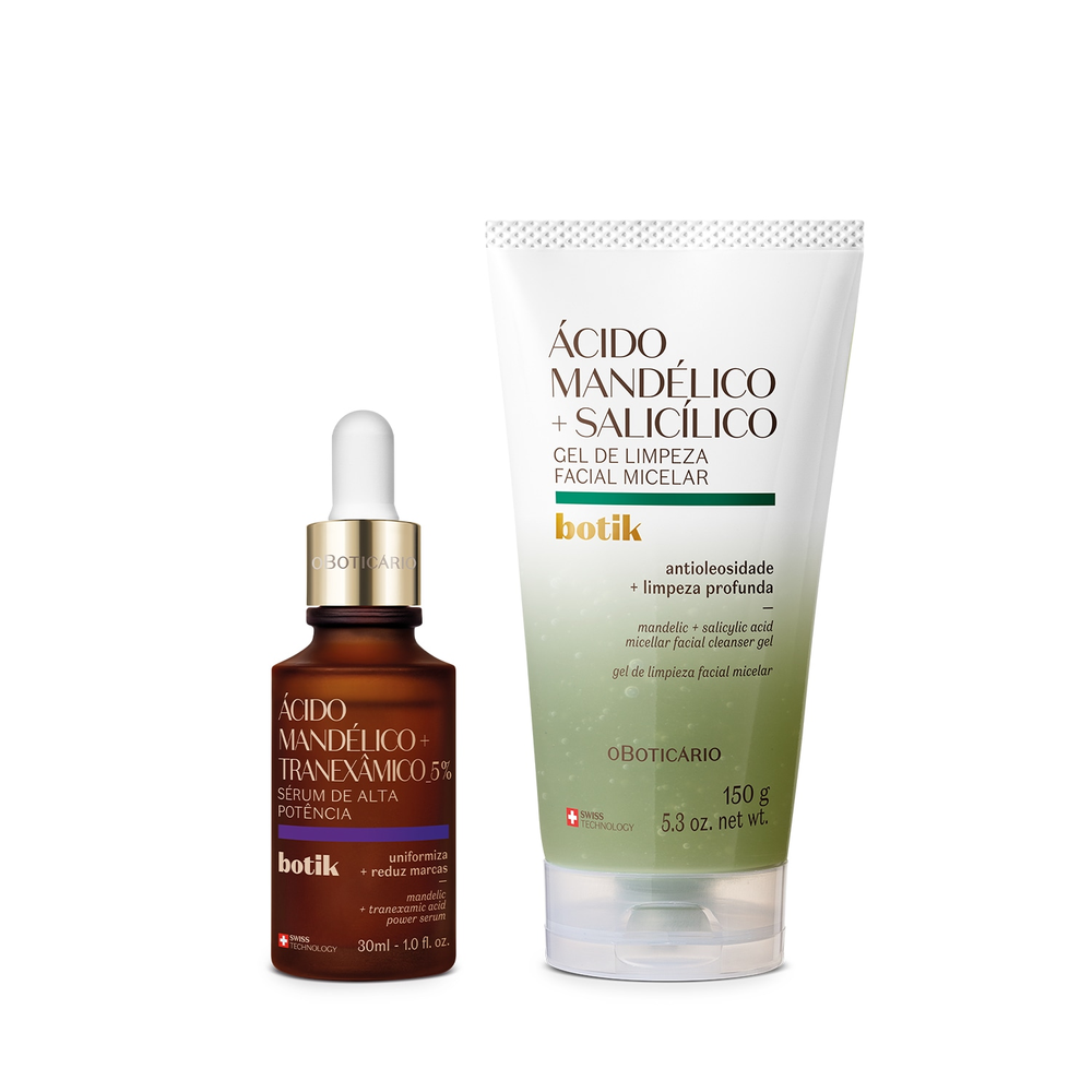 Combo Botik Ácido Mandélico: Sérum Alta Potência 30ml + Gel de Limpeza Facial 150g