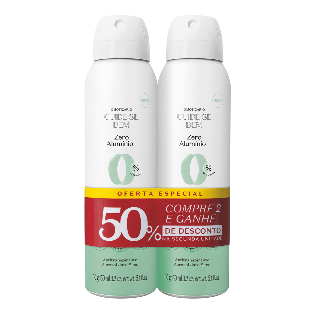Kit Antitranspirante Aerosol Cuide-se Bem Zero Alumínio 2x90g/150ml Kit Antitranspirante Aerosol Cuide-se Bem Zero Alumínio 2x90g/150ml