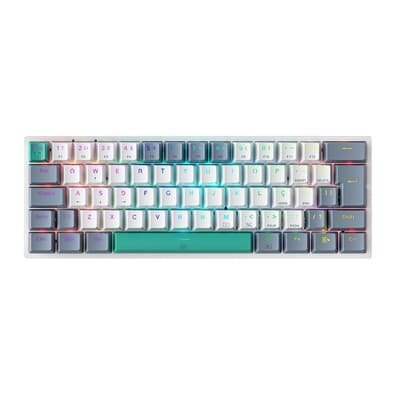 Teclado Mecânico Gamer Machenike K500-B61 60% Compacto, Switch Azul, RGB, HotSwap, USB-C, ABNT2, Branco e Cinza - JJ02G400F