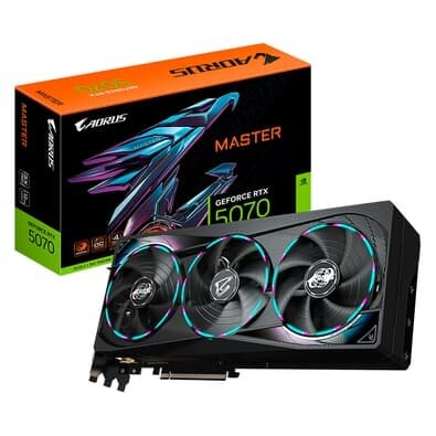 Placa de Vídeo Gigabyte RTX 5070 AORUS MASTER 12G NVIDIA GeForce, 12GB GDDR7, 192bits, RGB, DLSS, Ray Tracing - 9VN5070AM-00-G10 Placa de Vídeo Gigabyte RTX 5070 AORUS MASTER 12G NVIDIA GeForce, 12GB GDDR7, 192bits, RGB, DLSS, Ray Tracing - 9VN5070AM-00-G10