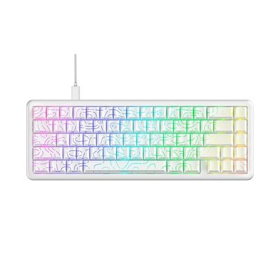 Teclado Magnético Gamer Attack Shark X65 HE, Rapid Trigger, 8000Hz, 0.01ms, White Contour Line, Branco e Cinza - AS-X65HE-WCL