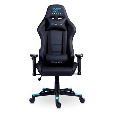 Cadeira Gamer XT Racer Attack, Até 120Kg, Reclinável, Com Almofadas, Cilindro de Gás Classe 4, Couro PU, Preta e Azul - XTR-053 Cadeira Gamer XT Racer Attack, Até 120Kg, Reclinável, Com Almofadas, Cilindro de Gás Classe 4, Couro PU, Preta e Azul - XTR-053