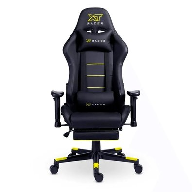 Cadeira Gamer XT Racer Attack, Até 120Kg, Reclinável, Apoio de Pés Retrátil, Cilindro de Gás Classe 4, Couro PU, Preta e Amarela - XTR-057 Cadeira Gamer XT Racer Attack, Até 120Kg, Reclinável, Apoio de Pés Retrátil, Cilindro de Gás Classe 4, Couro PU, Preta e Amarela - XTR-057