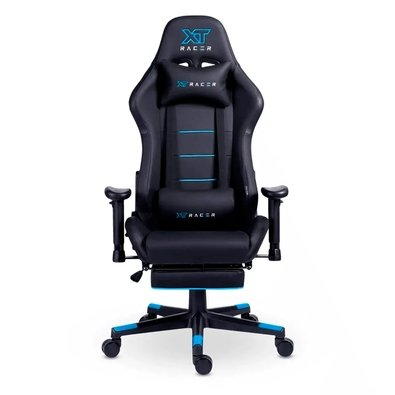Cadeira Gamer XT Racer Attack, Até 120Kg, Reclinável, Apoio de Pés Retrátil, Cilindro de Gás Classe 4, Couro PU, Preta e Azul - XTR-058 Cadeira Gamer XT Racer Attack, Até 120Kg, Reclinável, Apoio de Pés Retrátil, Cilindro de Gás Classe 4, Couro PU, Preta e Azul - XTR-058