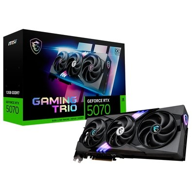Placa de Vídeo MSI RTX 5070 Gaming Trio OC NVIDIA GeForce, 12GB GDDR7, 192-bit - G5070-12GTC Placa de Vídeo MSI RTX 5070 Gaming Trio OC NVIDIA GeForce, 12GB GDDR7, 192-bit - G5070-12GTC